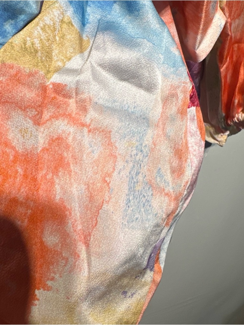 Never Fully Dressed Multi-Color Watercolor Wrap Mini Dress - Picture 4 of 5